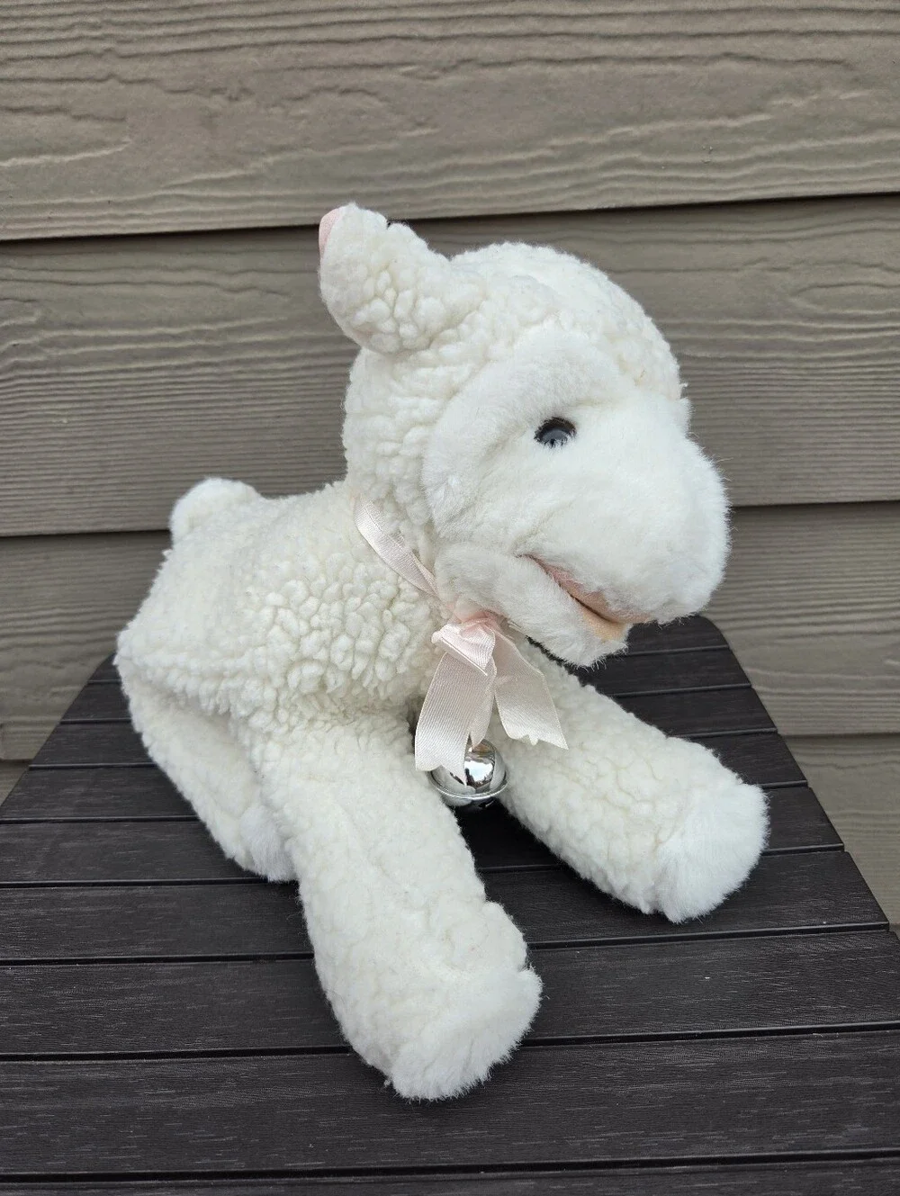 Vtg Mervyn’s Playful Pals White Lamb Hand Puppet Plush Stuffed Animal with Bell
